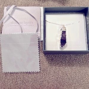 NWT. Raw Amethyst Necklace. Sterling silver 14 KT Gold Fill.